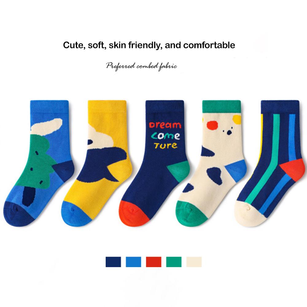 

5 пар ярких цветов, носки средней длины для детей, спортивные, для школьников, весна-осень, мягкий хлопок, для малышей 1-14 лет 1-4 year(10-14 cm)