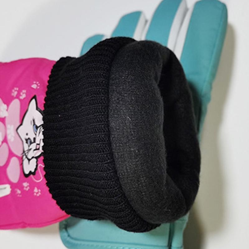 Gants de Ski pour Enfants Hiver Imperméables Motif Dessin Animé Mignon Gants de Neige Chauds pour Garçons Filles Enfants 5-10 Ans