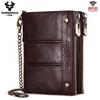 Genuine Leather Bifold Wallet For Men Slim RFID Blocking Credit Card Holder Credential Purse Zipper Coin Purse Male Money Bag