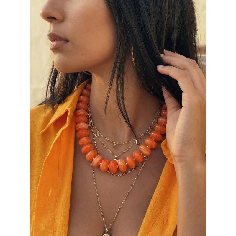 Collana Colorata Esagerata con Perline alla Moda per Donna Design di Nicchia Collana Impilabile Versatile