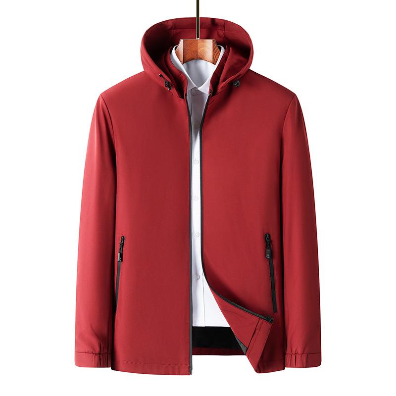 Young Men's Spring and Autumn Hooded Casual Jacket Solid Color Thin Jacket Fashion Trend Loose Jacket New Style for Men