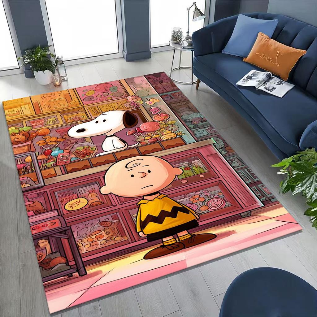 3D Cute Snoopy Dog Peanuts Art Cartoon Art Rug for Bedroom Living Room Sofa Home Doormat Decor, Large Kids Non-slip Floor Mat