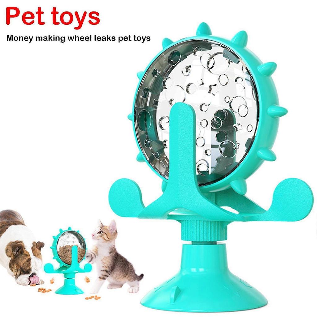 360° Rotating Windmill Cat Dog Pet Toy Food Treat Snak Dispenser Feeder X0M3