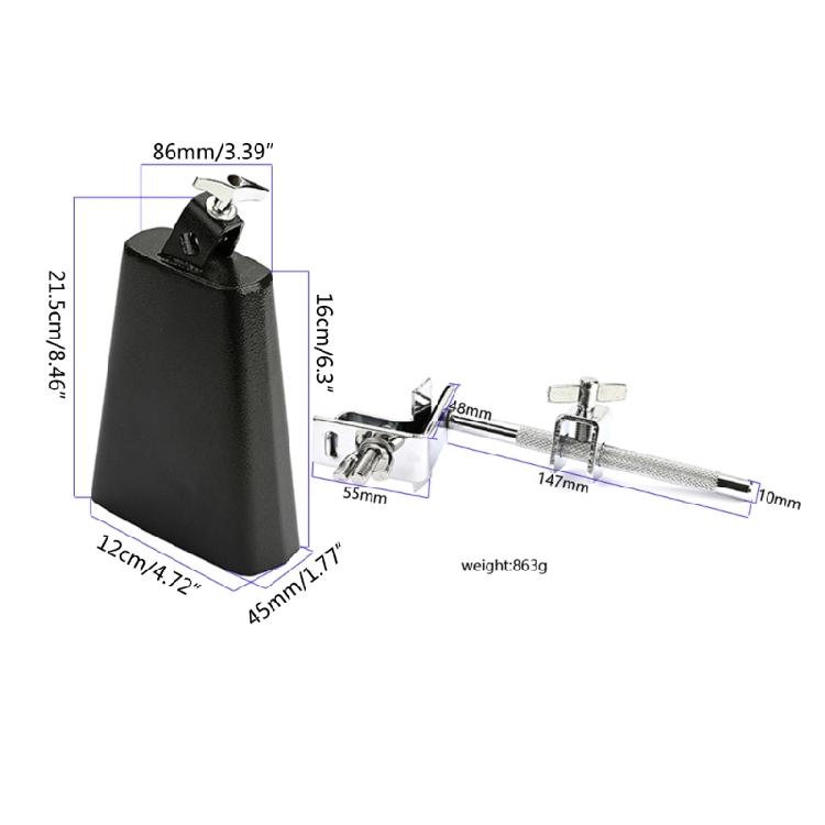 Metal Cowbell & Mount Holder Kit Hoop Mounted Cowbell Clamp Drum Hardware