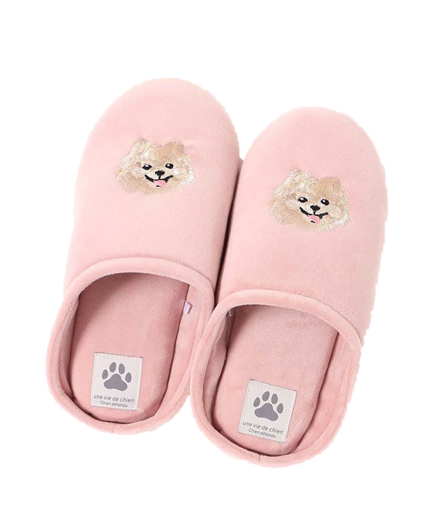 

[Bleu Bleuet] Bleu Bleuet Dog Embroidered Room Shoes/Slippers (Pomeranian, Japanese Shoe Size, Adult, Numeric, 2_e, 24.0 cm)