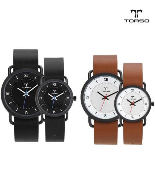 [TORSO] TORSO Real Leather Two-Band Unisex Wristwatch T0035ML Black Women