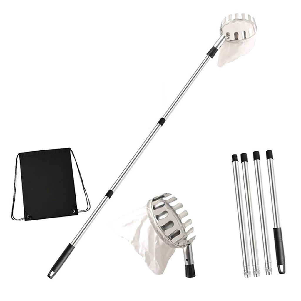 Telescopic Fruit Collection Tool Adjustable 3.3ft To 13ft Handle With Durable Stainless Steel Head For Gathering Apples Pears Oranges In Gardens