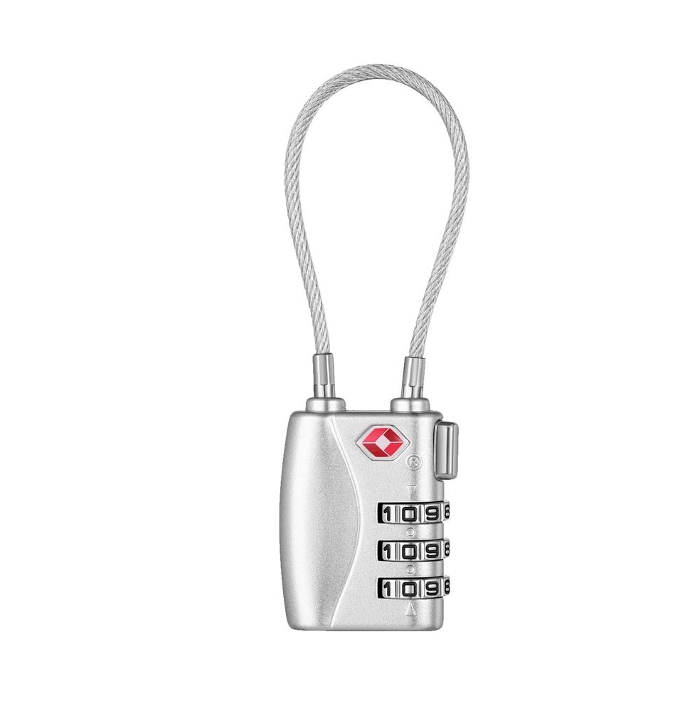 NAGE TSA Lock Padlock Travel Dial Wire Lock PIN for Luggage, Suitcases, Backpacks (Silver)