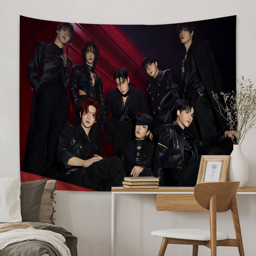 1pc Classic KPOP Hot Aateez Singer Hippie Wall Hanging Tapestries Art Science Fiction Room Home Decor Kawaii Room Decor