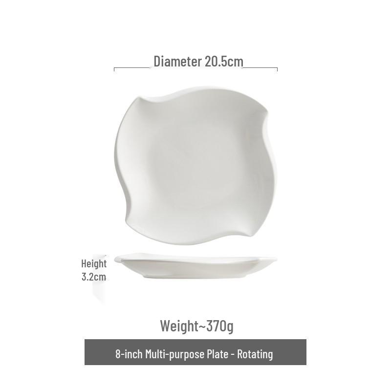 Irregular Ceramic White Plate for Home or Restaurant Use