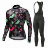 Mens Long Sleeve Cycling Jersey Set Breathable Quick Dry Bike Riding Sportswear