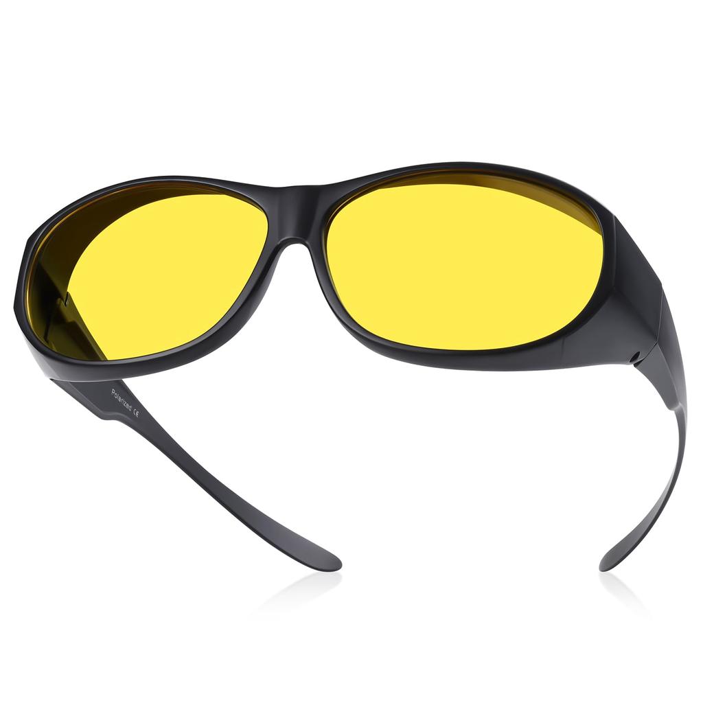 [Br'Guras] Overglasses for Night Driving, Unisex Night Vision Lenses, 2 Types of Frames Available, Compatible with Myopia Glasses, UV400 & Polarized