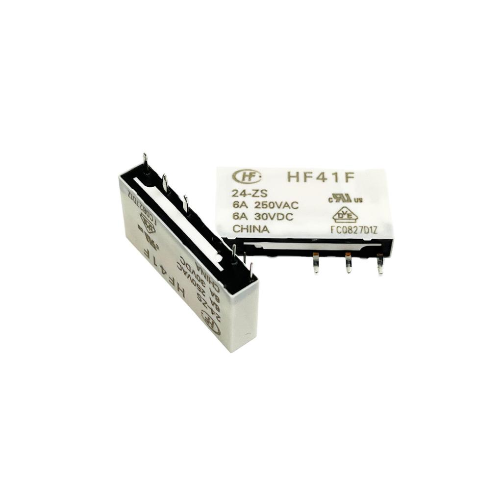 HF41F Series Original Hongfa Relays: HF41F-5-ZS, HF41F-12-ZS, HF41F-24-ZS, 5 Pins, 6A Changeover.