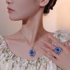 WNFU Women's Jewelry Set, Blue Spinel, Gold-Plated Copper