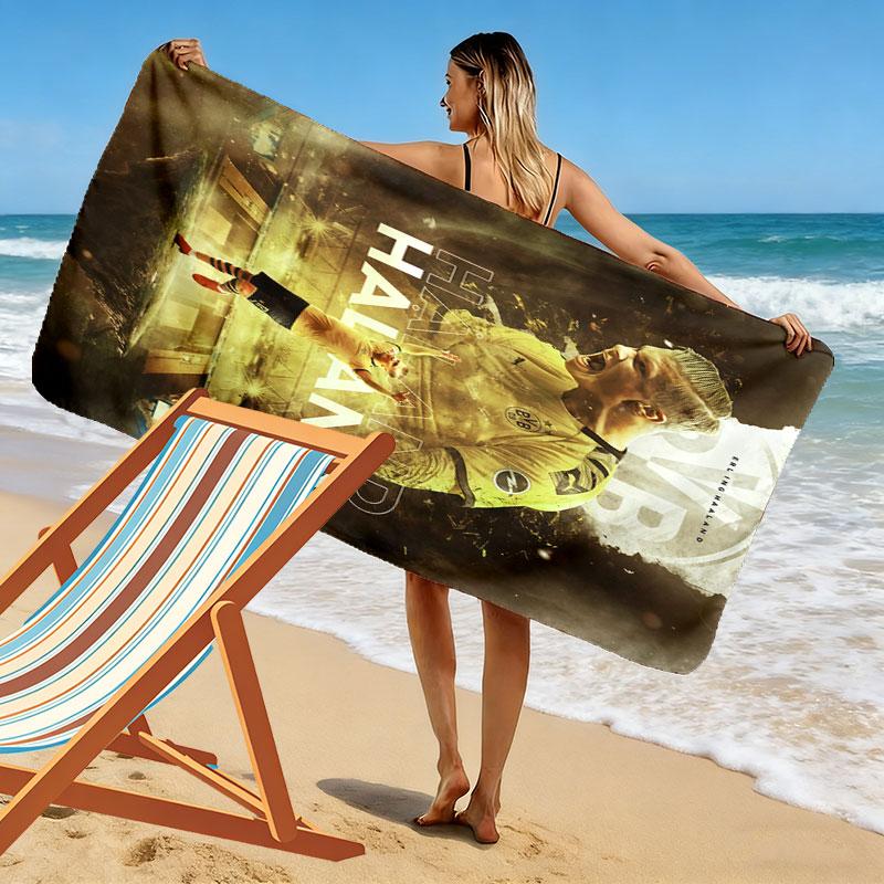 Football star Print Beach Towel, Large Soft Quick Dry Towel for Beach Camping Swimming