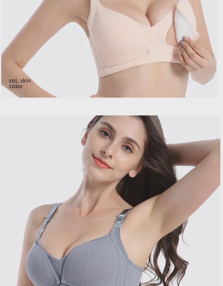 Wireless Nursing Bra: Threaded Thin, Double Buckle, Anti-Exposure for Pregnancy & Breastfeeding