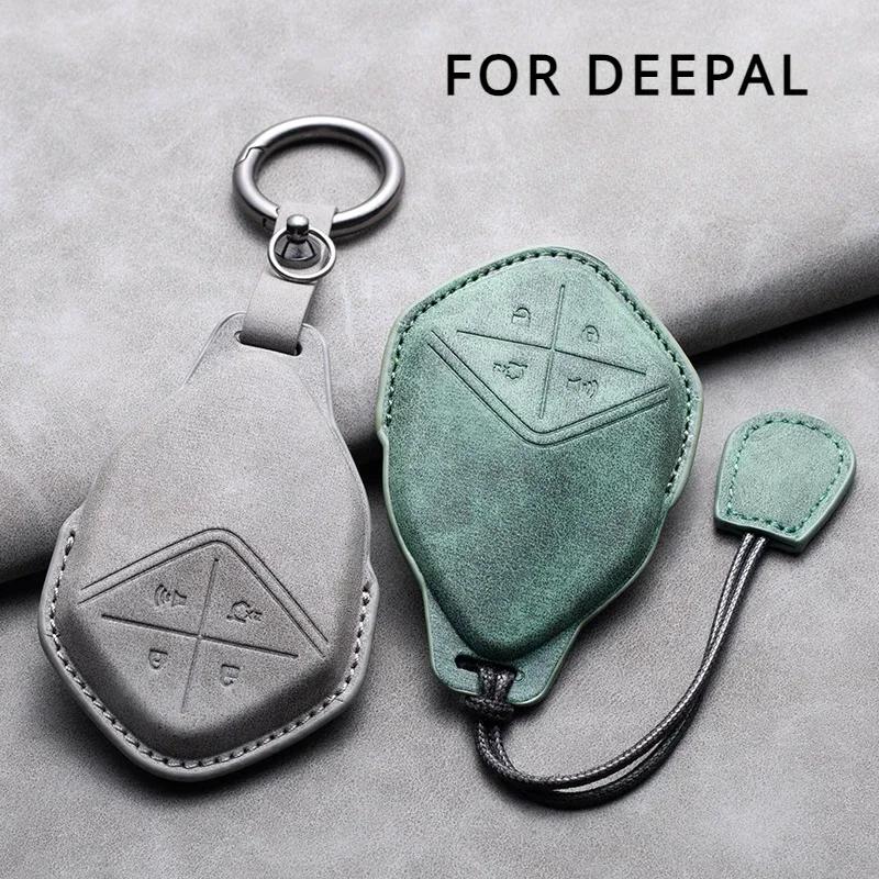 Leather Car Remote Key Case Cover for Changan Deepal S7 SL03 G318 2025 2025 Car Key Fob Shell 4 Buttons Holder Keychain