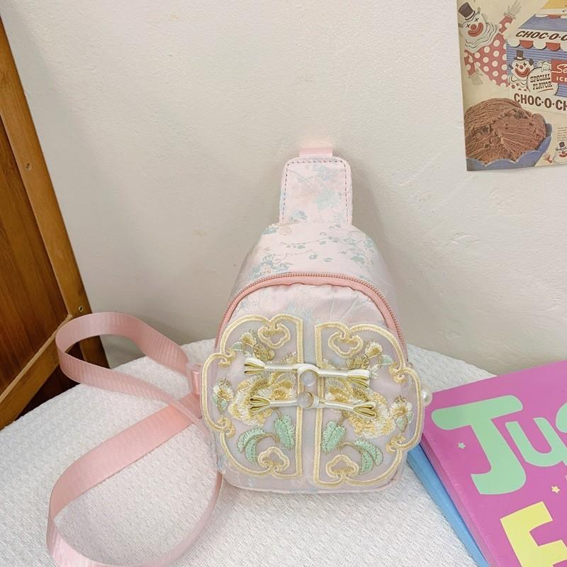 

Charming And Stylish Children s Chest Bag With Breathable Pu Material For Everyday Use Pink Double Button