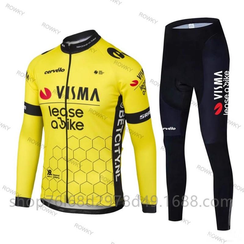 Unisex Long Sleeve Fleece-Lined Cycling Jersey Mountain Road Bikes Wear