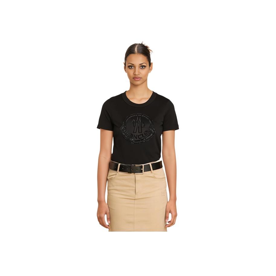 Moncler FW21 Letter Pattern Short Sleeve T-Shirt Women Tops Black H20938C00016829FB999