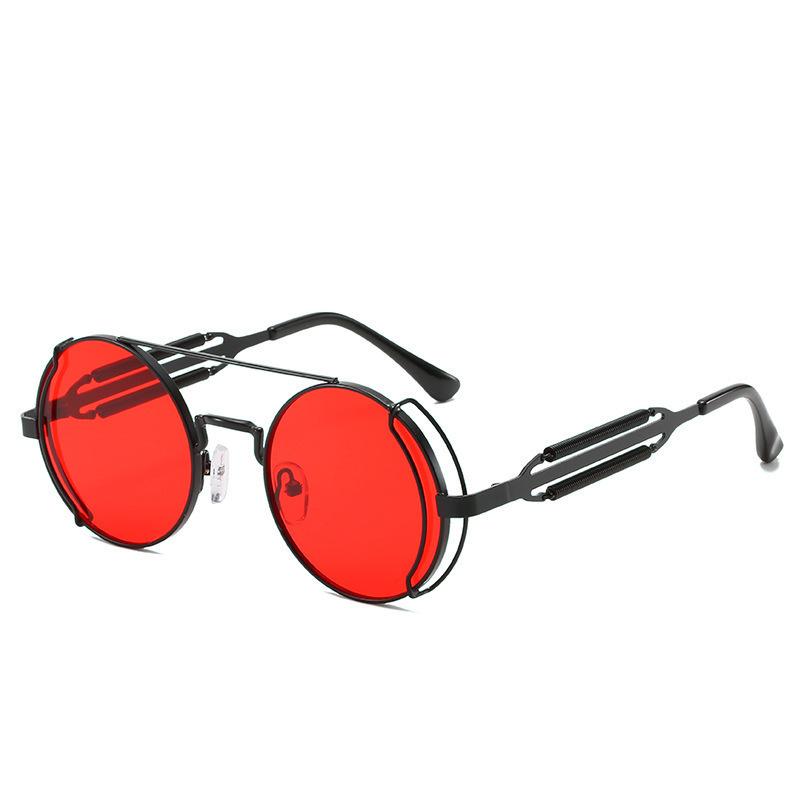Foreign Trade Round Frame Punk Sunglasses Hollow Double Spring Metal Sunglasses Hollow Legs Sunglasses