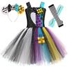 Spliced Jumpsuit Tutu Dress, Halloween Cosplay Outfit Tulle Costume for Holiday Birthday Carnival Stage Performance Festive Wear