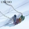 UMCHO Colorful Gemstone LOVE Alphabet Sterling Silver Choker Statement Necklace Women Silver 925 Jewelry