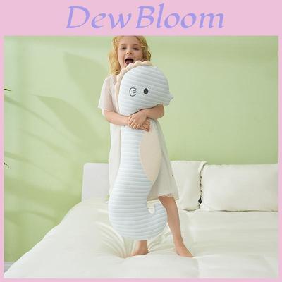 Cartoon Seahorse Cotton Long Body Pillow For Kids With Removable Cover And Embroidered Design
