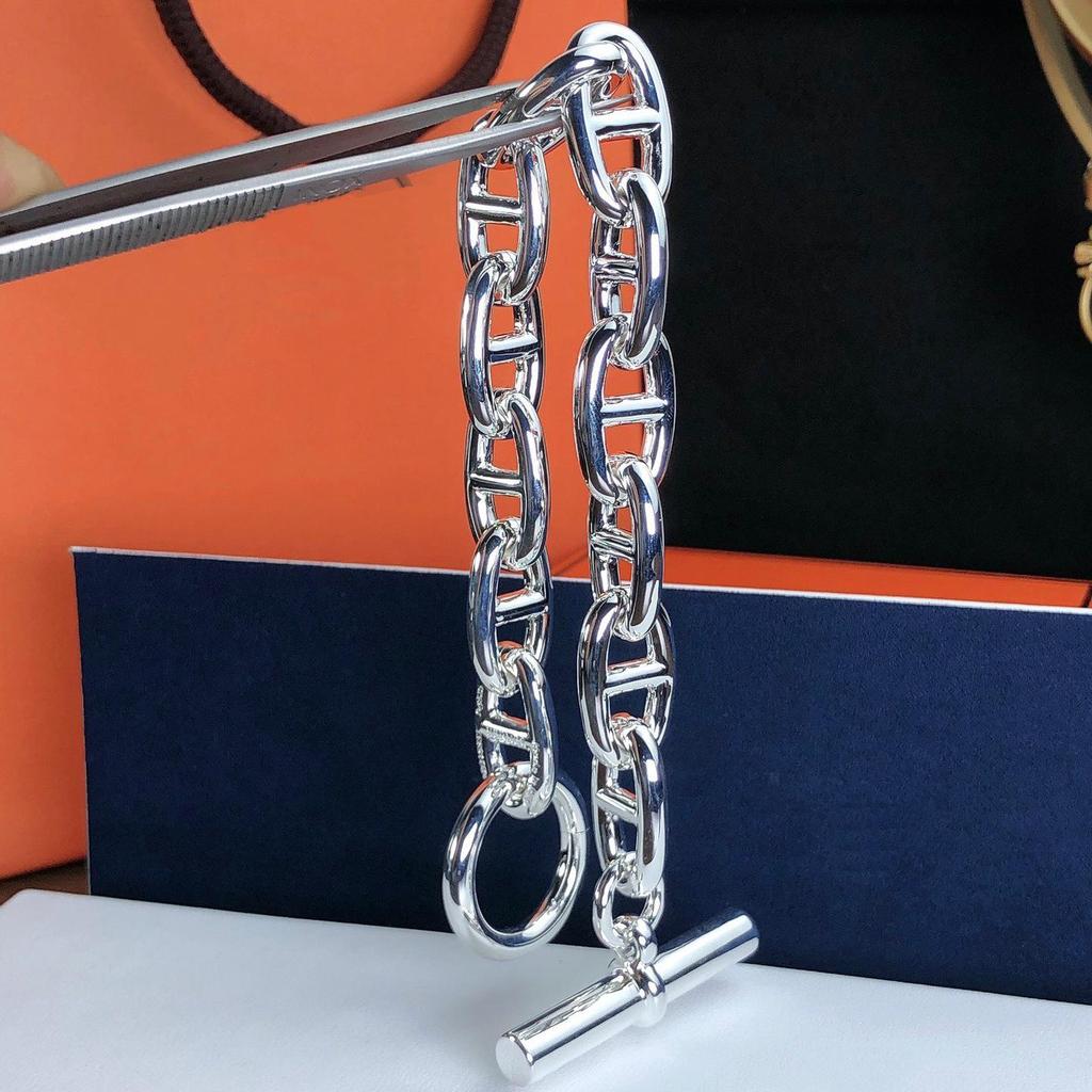 Unisex Schweinenase OT Schnallenarmband: S925 Sterlingsilber Retro Schmuck Trend