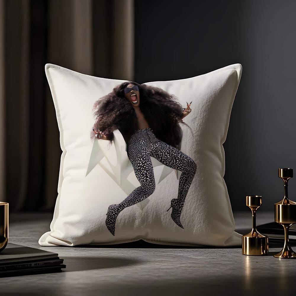 Doechii Album Cushion Cover Anti-dustmite Pillowcase Invisible Zipper Silky Short Plush Sofa Cushion Cover