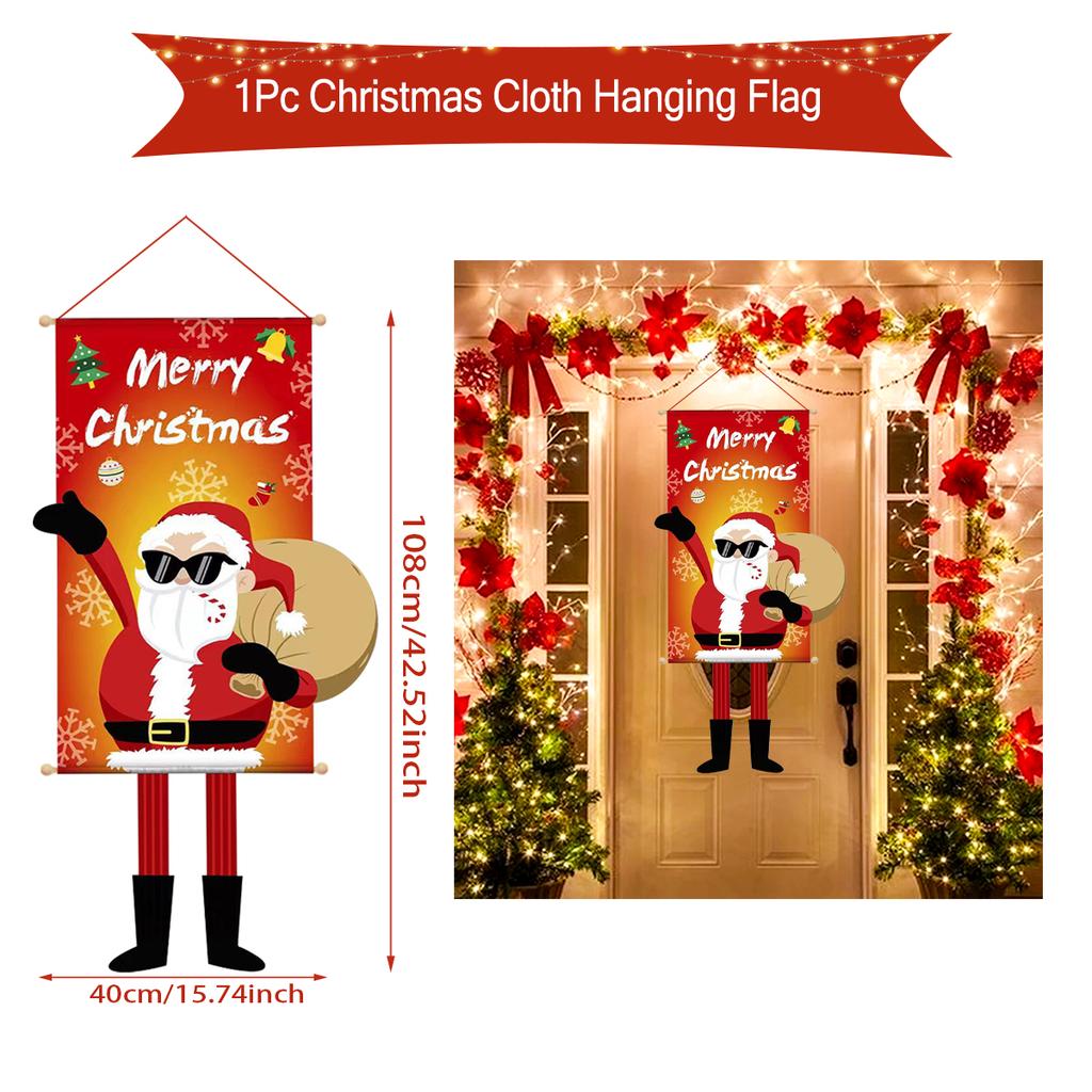 Christmas Santa Claus Hanging Flag Navidad Natal Noel Tree Door Banner Christmas Decorations For Home 2025 Happy New Year 2026