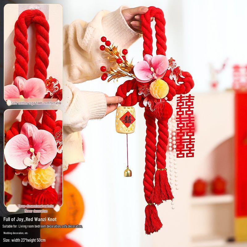 

Узел Ванцзы Двойное Счастье Свадебное Украшение для Декора Комнаты и Двери Wedding Room Decoration Knot [Finished Product]