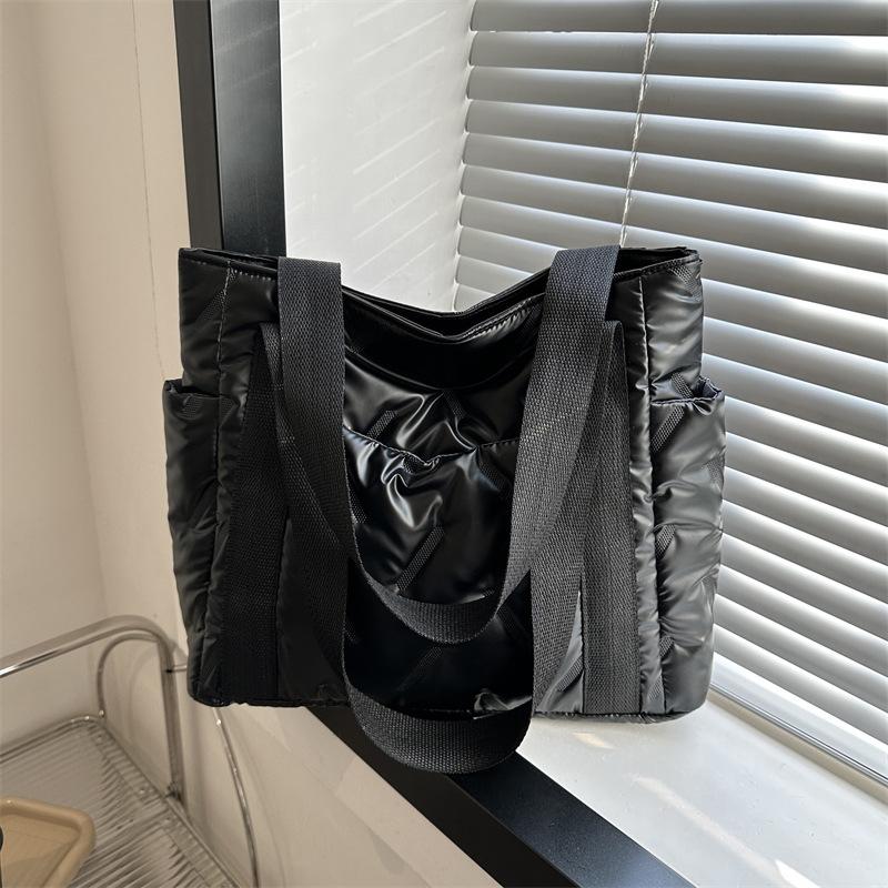 Casual Tote Bag for Women Space Cotton Shoulder Bag Large Capacity Ladies Puffy Handbags Quilted Work Commute