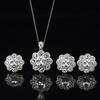Collier Pendentif Fleur Riche Micro-incrusté Zircon Diamant de Simulation Exagéré Boucles d'Oreilles Clous Ensemble Vente Chaude Flash