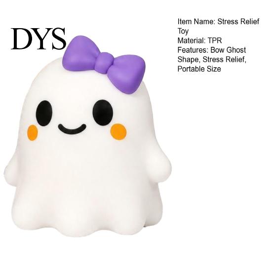 Stress Relieving Toy Halloween Bow Ghost Squeeze Toy, Relief Cartoon Sensory Toys Soft Stretchy Party Favors for Adults Kids