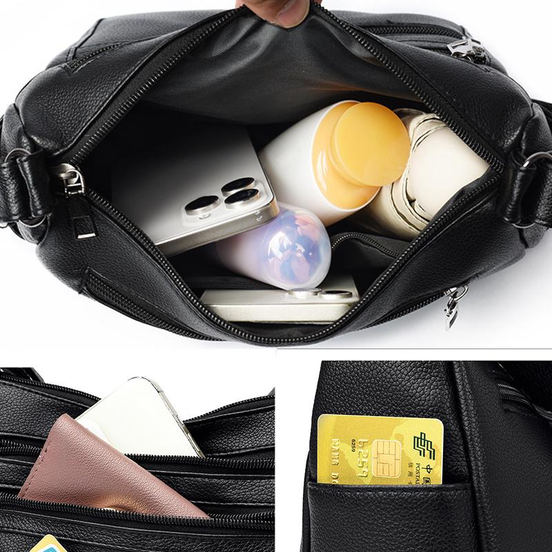 Fashion Crossbody Bag 2025 Hot Soft Multi-layer Joker Shoulder Bag PU Waterproof Large-capacity Multi-pocket Practical Messenger Bag