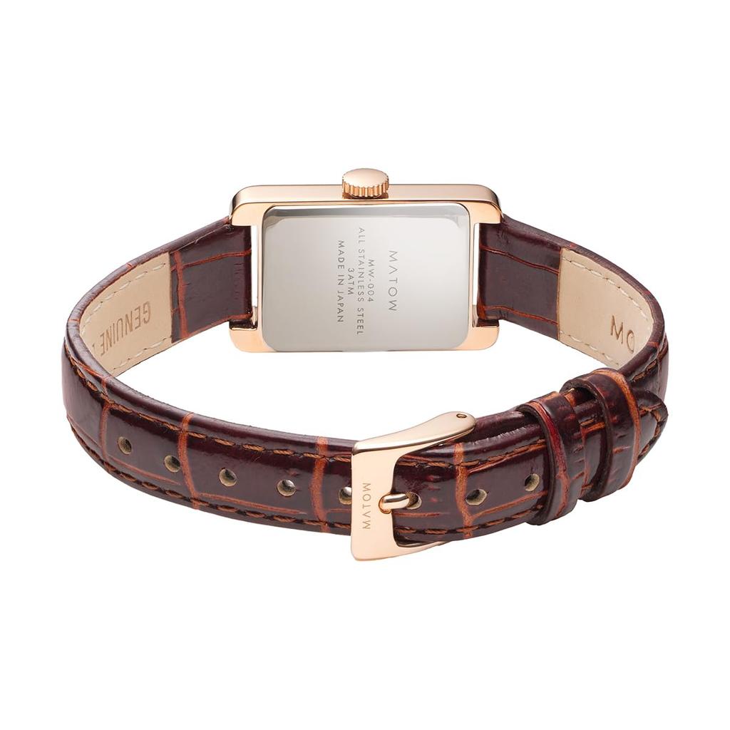Authorized Dealer Matow Watches Watches mw004004 Oborozuki Square Rose Gold Brown Leather [MATOW] Ladies' [Tsuki]