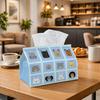 1pc Modern Minimalist Tissue Box Holder with Colorful Grid & Animal Face Cover - Durable Polyester Suitable for Kitchen, Living Room, Bathroom, Car - 