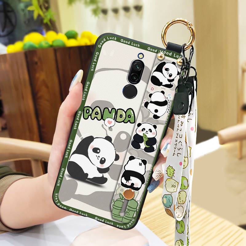 Cute Kickstand Phone Case For Xiaomi Redmi 8 Protective Silicone Cartoon Fashion Design Back Cover Lanyard Anti-knock