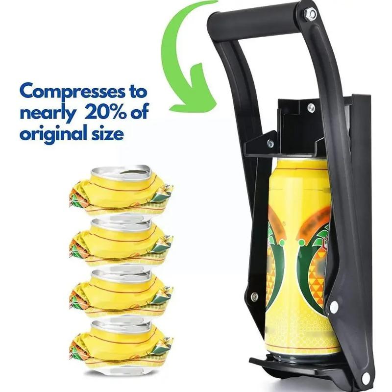 Drtič plechovek a otvírák na lahve 16 uncí Odolná ocelová gumová rukojeť Drtič Kuchyň pro plechovky od sody a piva Lahve Recyklační nástroj