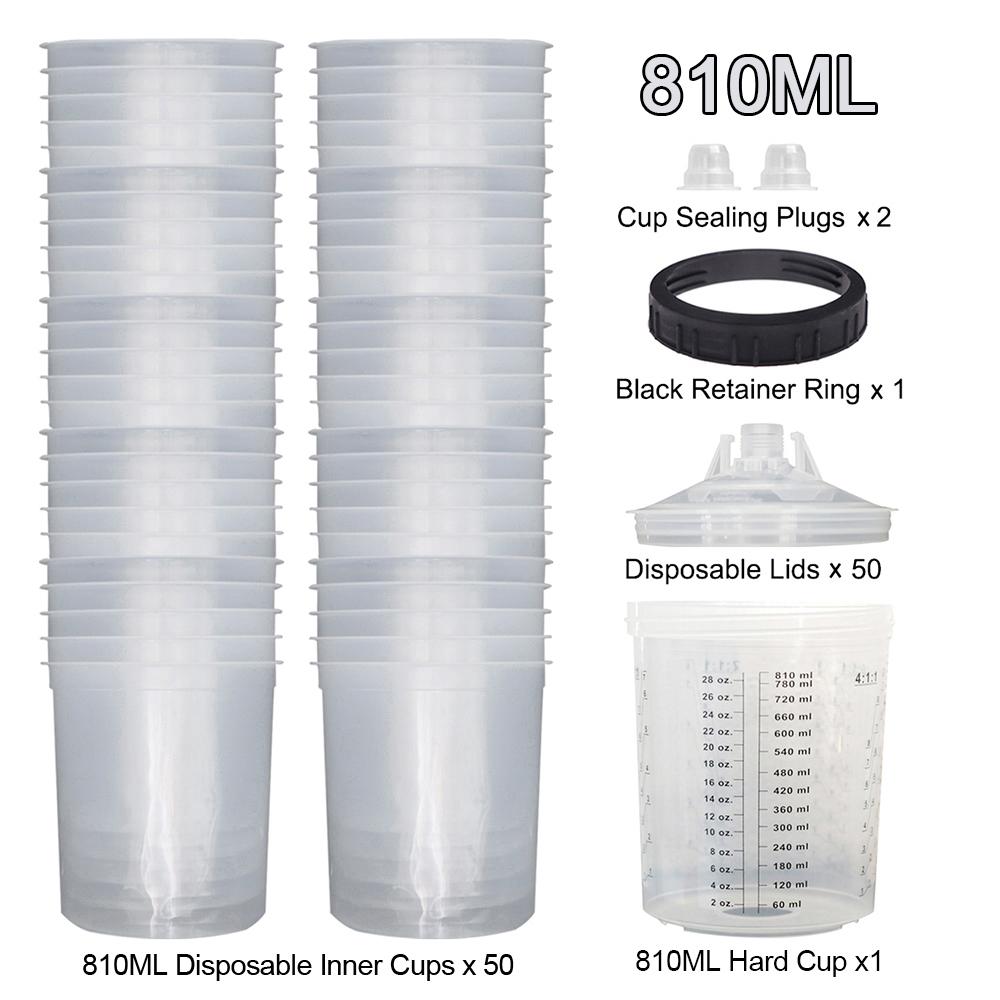 50ks/Sada Stříkací pistole Míchací kelímek na barvu H/O Rychlý kelímek Nádržka stříkací pistole 160ML/300ML/600ML Jednorázový kelímek na barvu