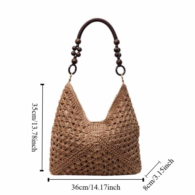Beach Handbag Straw Woven Bag Tote Bag Hollow Shoulder Bag Fashion Bohemian Beach Bag  Holiday