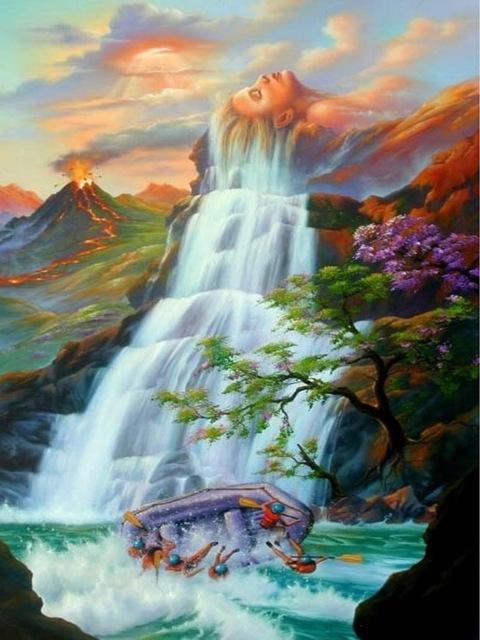 5D Full Drill Diamond Painting Waterfall Nutural Landscape Embroidery Cross Stitch Decoration for Home