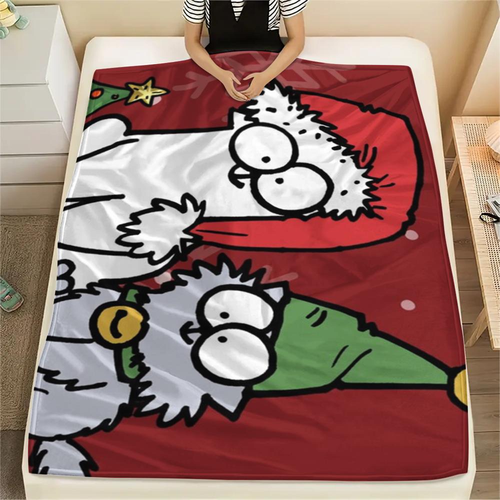 1 Pezzo Coperta in Flanella con Stampa Simon's Cat, Alta qualità Confortevole per Tutte le Stagioni, Decorazione per la Casa, Calore e Comfort, Perfetta per Regali di Natale