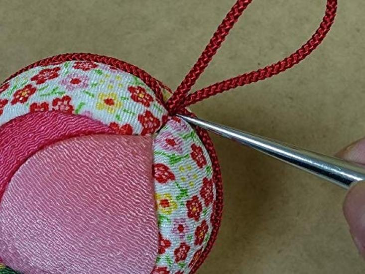 Chirimen Craft Kit Kimekomi Hanging Temari "Peach"