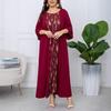 Elegant Plus Size Patchwork Flare Sleeve Dress for Spring & Autumn