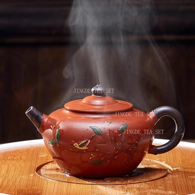 

220ml Yixing Handmade Clay Painted Purple Clay Teapot Original Ore, Red Clay Tea Pot, Household Kung Fu Tea Set