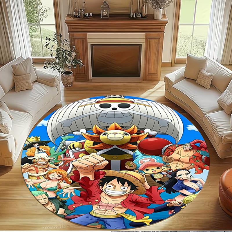 One Piece Druck Runder Teppich, Waschbarer Bodenläufer, Für Eingangsbereich Studentenwohnheim Waschküche Büro Arbeitszimmer, Heimdekoration Geburtstag Weihnachtsgeschenk