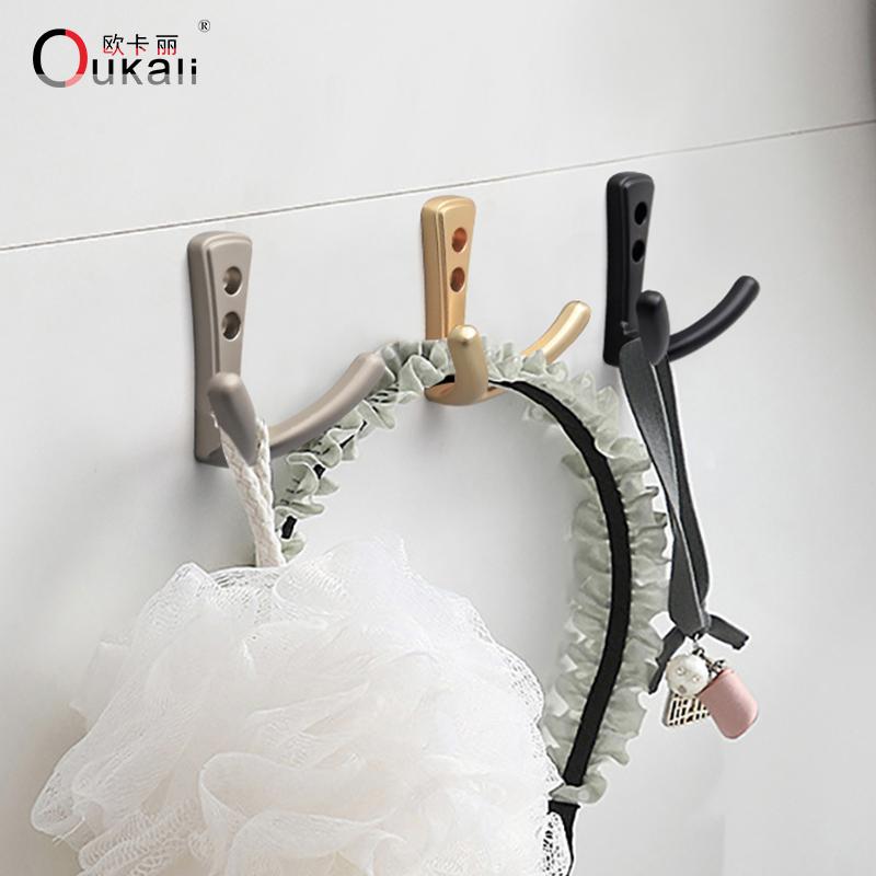 Oukali Modern Wall Mounted Hook Bathroom Zinc Alloy Brushed Brass L Shape Kitchen Cheap Chinese Factory Tower Hook