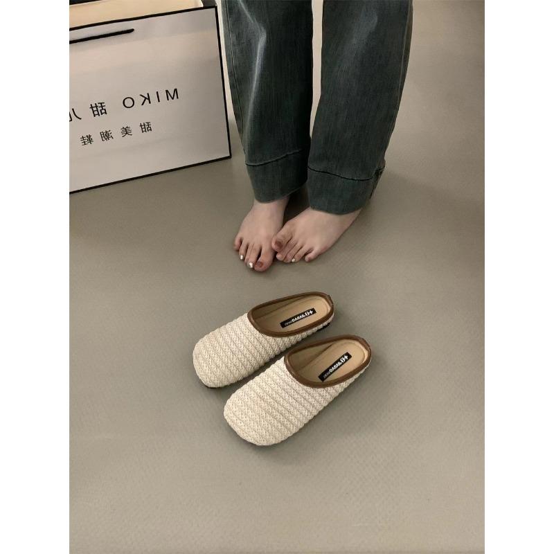 Niche retro flat-bottomed half-slippers casual shoes single shoes spring and summer women's shoes